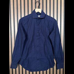 J Lindberg Shirt 37 / 14.5 Men Blue Buccoli Twill Long Sleeve Casual Regular Fit